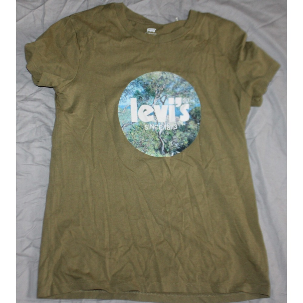 Levi's Women's Slim Crew Logo Tee Shirt Green Size S NWT